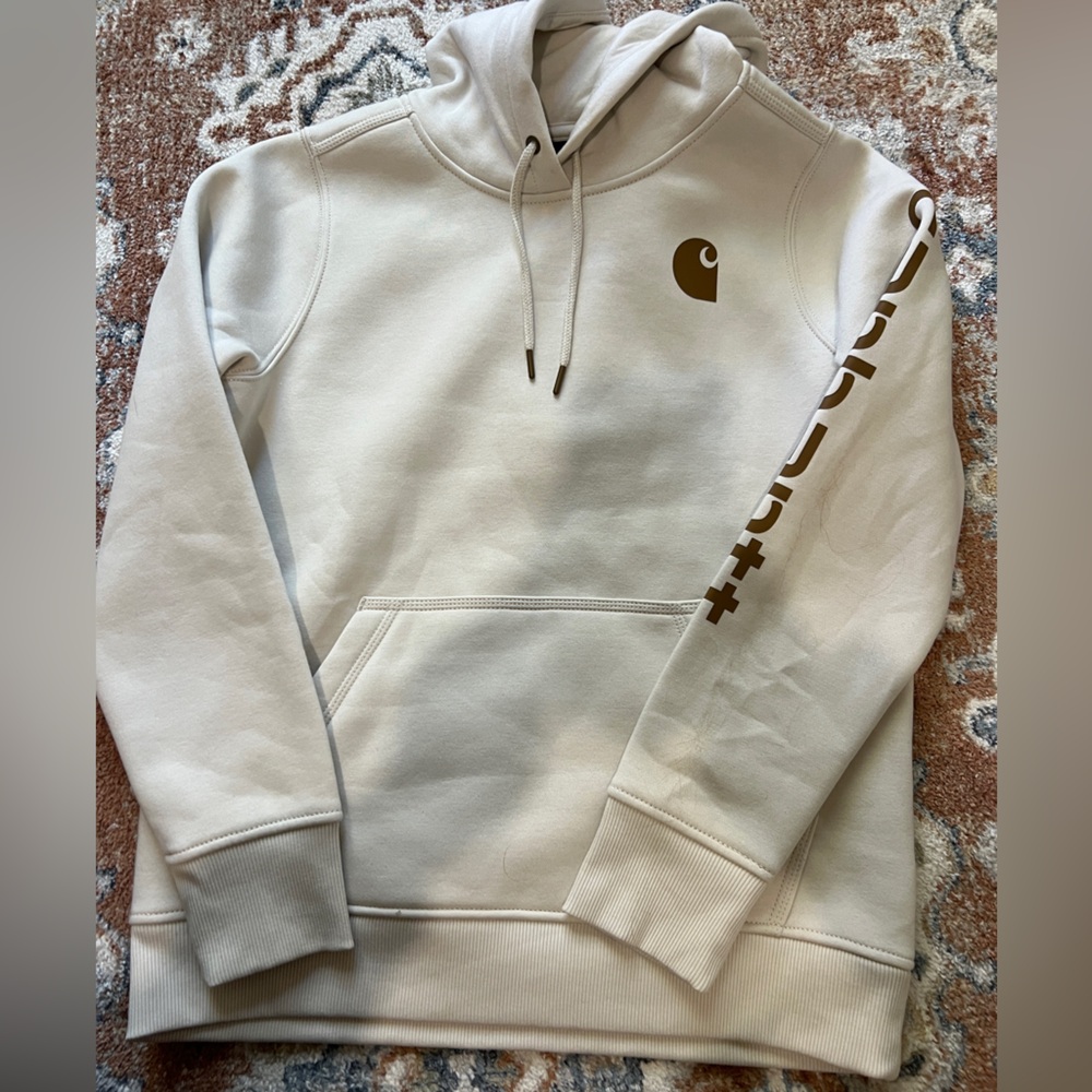 Carhartt Off-White Hoodie with Brown Accents